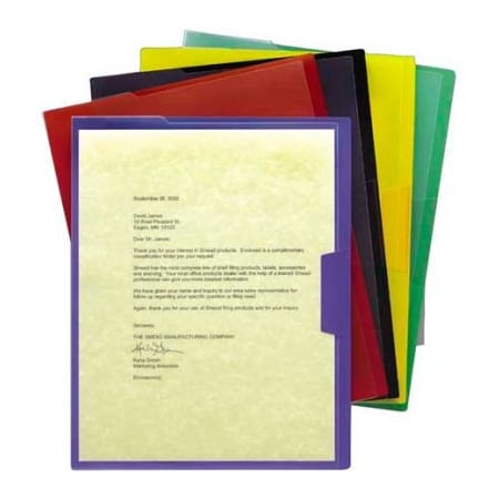 Smead Smead Clear-Front Project Jackets, Letter, Poly, Black/Blue/Green/Red/Yellow, 5/Pack 85740